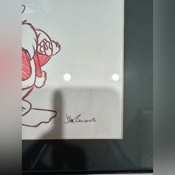 Jim Bonserio Original Donald Duck Christmas Sketch Disney Character Frame Signed - Picture 3 of 5